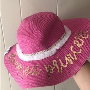 Pink girl toddler size straw sun hat with sequin